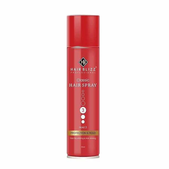 hair blizz classic hair spray protection & hold 3 for men & women | quick hair styling and setting | hair nourishing & shining, 250ml